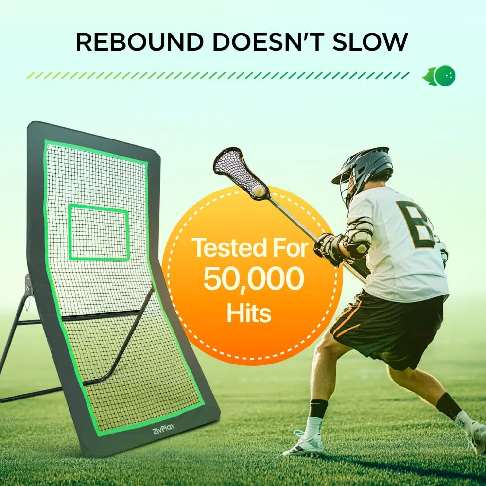 Reti da rimbalzo per lacrosse da giardino, per il cortile, per lanciare e allenarsi, per giocare a lacrosse, pallavolo, baseball, calcio, con bersaglio al neon, palla lacrosse e paletti da terra, 1,2
