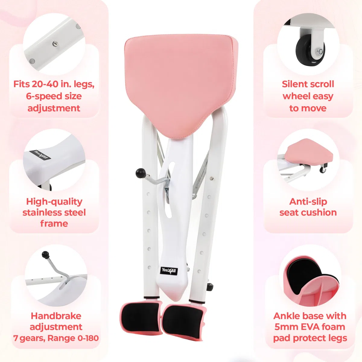 Yes4All Attrezzo per divaricare le gambe per flessibilità, versatile fino a 150 kg, resistente per bilancieri da 2,5 cm e 5,1 cm, manico stretto e largo con impugnatura in gomma antiscivolo