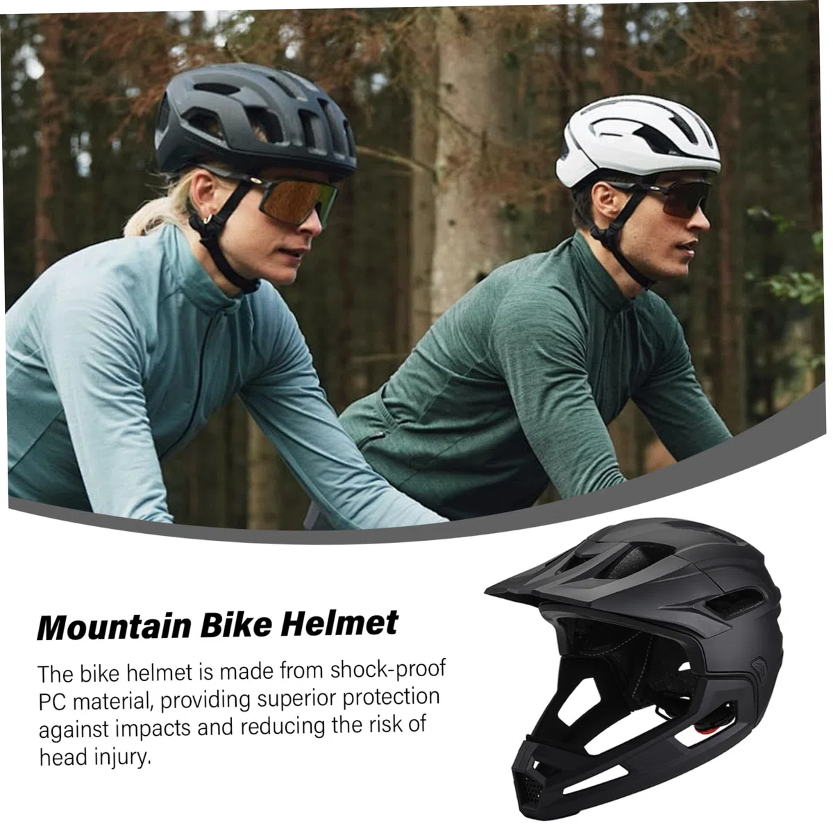 Casco da bici per adulti, casco integrale con mentoniera, mountain bike nera per adulti, ciclismo per uomini e donne