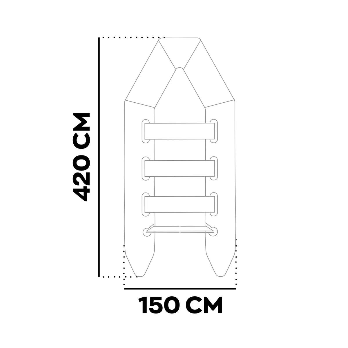 Boudech Turner 420 - Gommone Tender Gonfiabile 4,2m per 5+1 Persone con Remi e Accessori 4 Camere d’aria Fondo in Legno Sintetico Nero