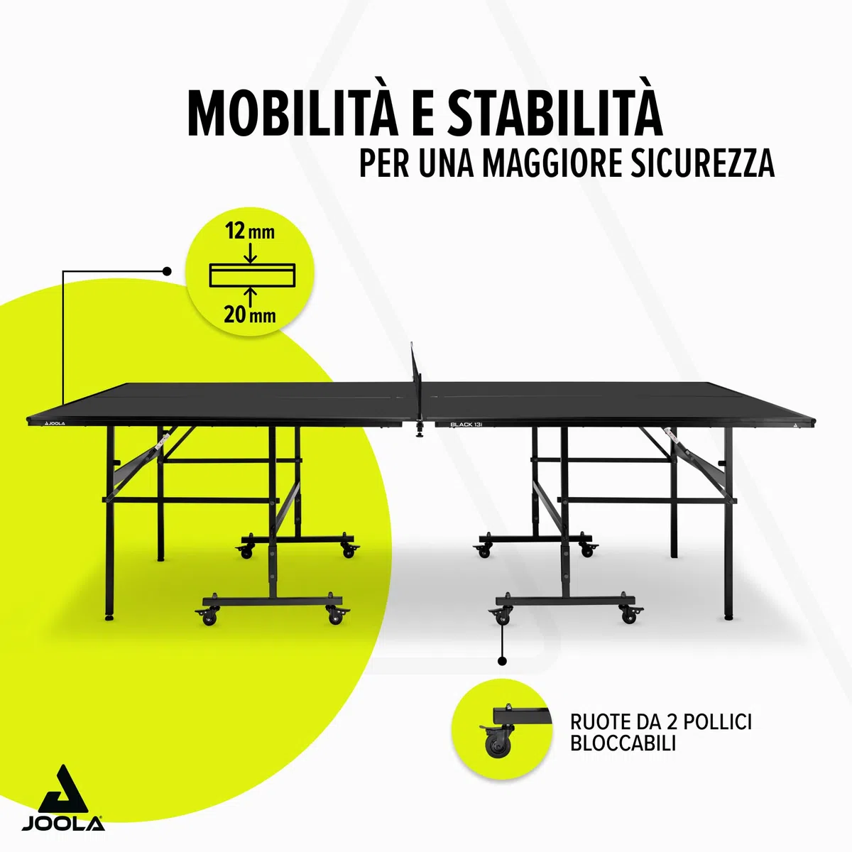 JOOLA Inside 13 Tavolo da Ping Pong per Interni, Base Pieghevole, Montaggio Rapido, Rete Inclusa, 274 x 152.5 x 76 cm