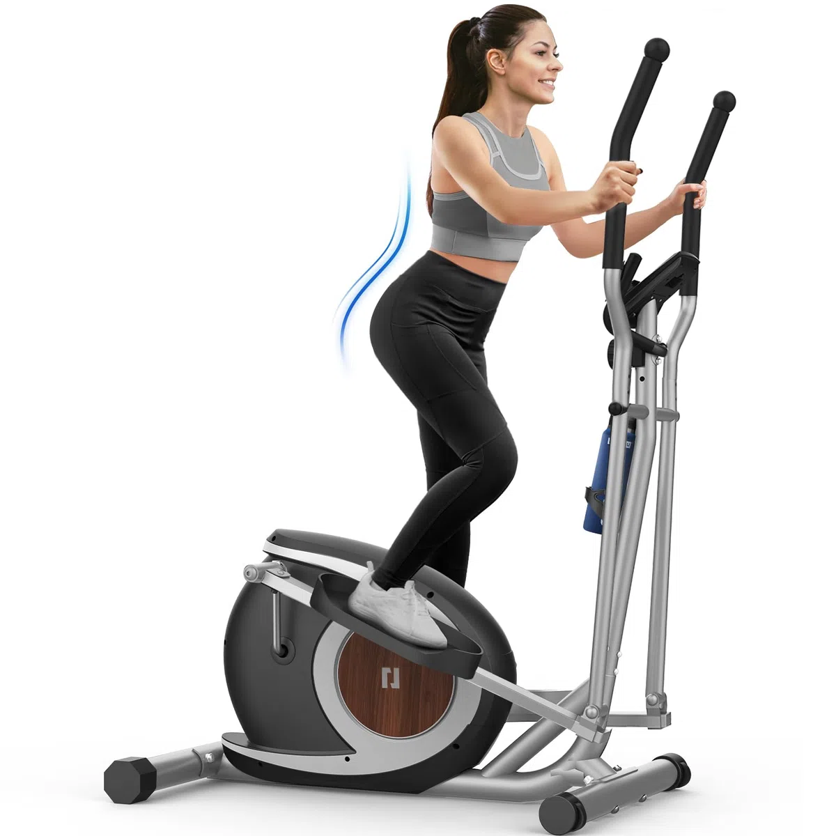 Ellittiche Da Casa, Macchina Ellittica Magnetica Con 16 Livelli Di Resistenza, Monitor LCD, Pedale Antiscivolo, Portabottiglie, Fino a 265 LBS Fitness Esercizio Ellittico Stepper 3 in 1