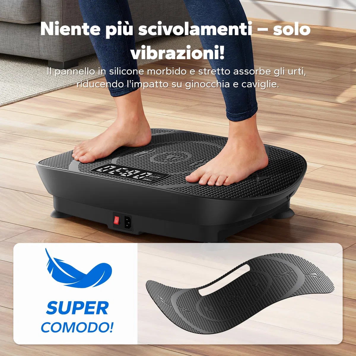 MERACH Pedana Vibrante Dimagrante, Pedana Vibrante Silenziosa e Compatta per Modellare il Corpo e Rilassarsi, Con Comodo Cuscinetto in Silicone, Display a LED e Telecomando