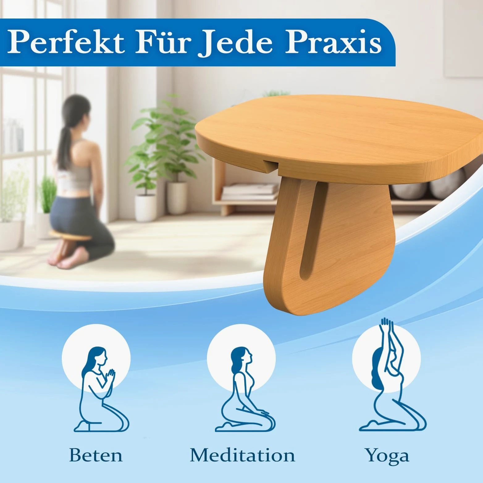 Enjoyfly Panca da meditazione portatile, rimovibile per yoga, meditazione, panchina da meditazione in legno, sgabello ergonomico da yoga, comfort e stabilità, ideale per yoga, preghiera, meditazione
