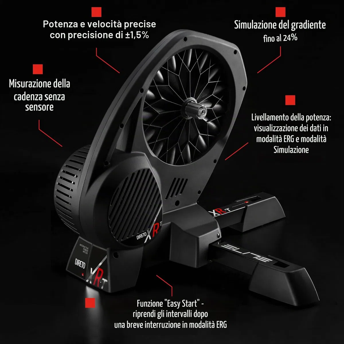 Elite Direto XR Smart Trainer Interattivo – Disponibile in Versione Standard o Bundle Zwift Cog e Click – Rullo a Trasmissione Diretta per Allenamento Indoor
