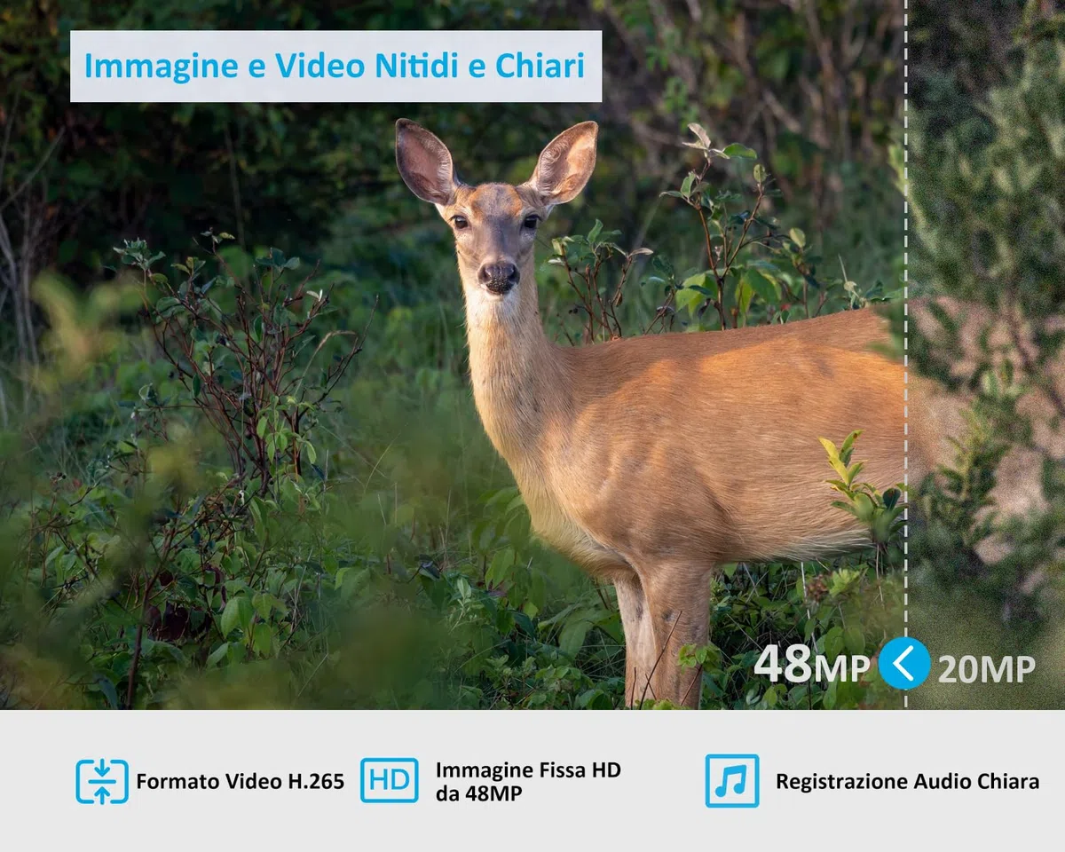 GardePro X20 Fotocamera da Caccia 4G LTE con scheda SIM e App, 48MP 1296P H.265 Vidéo, Fototrappola Infrarossi Invisibili 0,2s Tempo di Attivazione, No-Glow IR LEDs, IP66