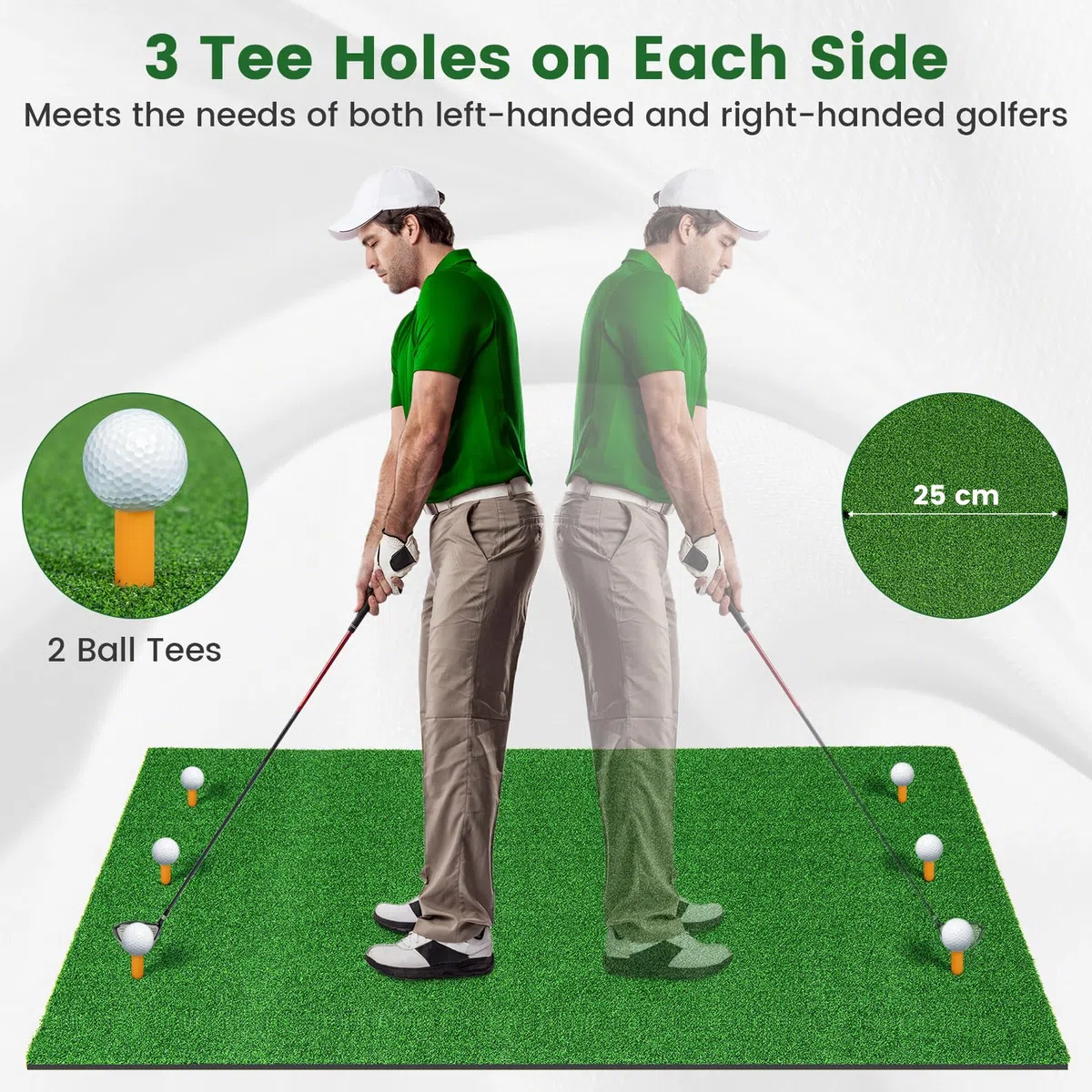 LIFEZEAL Tappetino da allenamento da golf con 2 tees, 6 fori e 2 bastoncini di allineamento, tappetino da colpo, da golf in EVA pieghevole e portatile, tappetino da esercizio per interni ed esterni