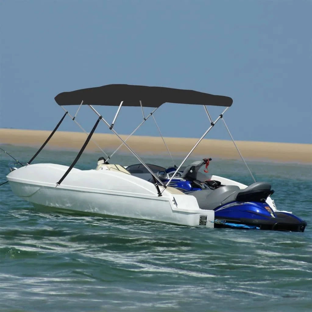 vidaXL Bimini di Prua con Tendalino 4 Archi Nero 243x196x137 cm