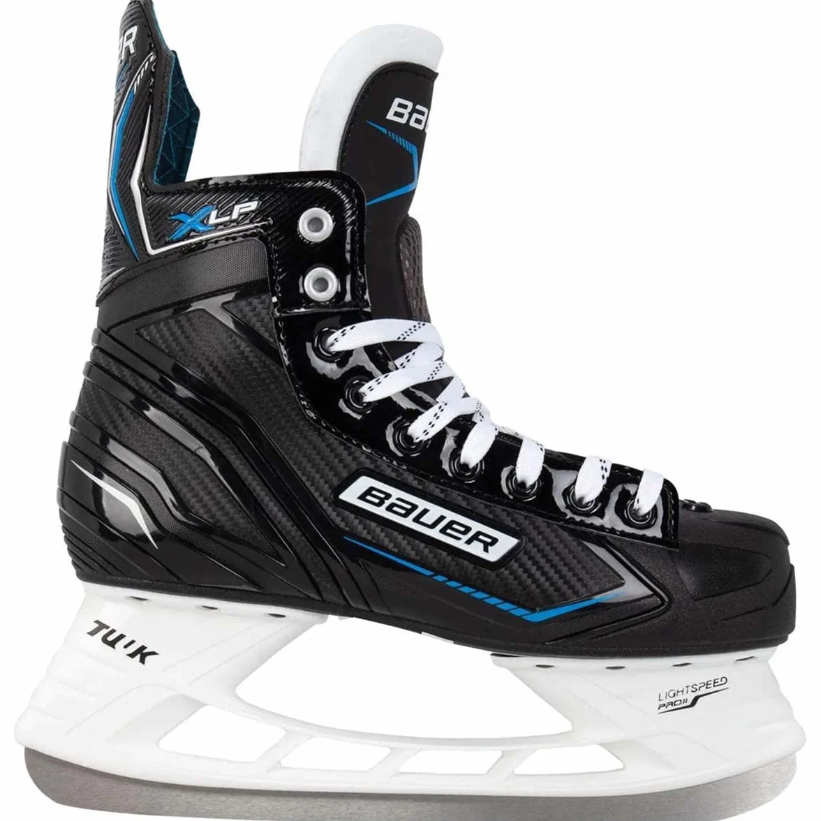 BAUER 1058938, S21 X-Lp Skate-SR, Scarpa da Hockey su Ghiaccio Uomo, Nero/Bianco/Blu/Argento, 47 EU