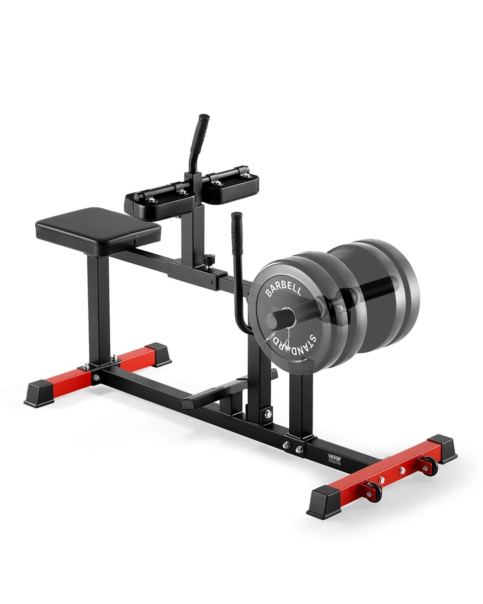 VEVOR Macchina per Polpacci da Seduti, Macchina Esercizio per Gambe per Sollevamento 199,5 kg, Regolazione Altezza Maniglia 5 Livelli, per Allenamento Polpacci, Piastre di Peso 50 mm
