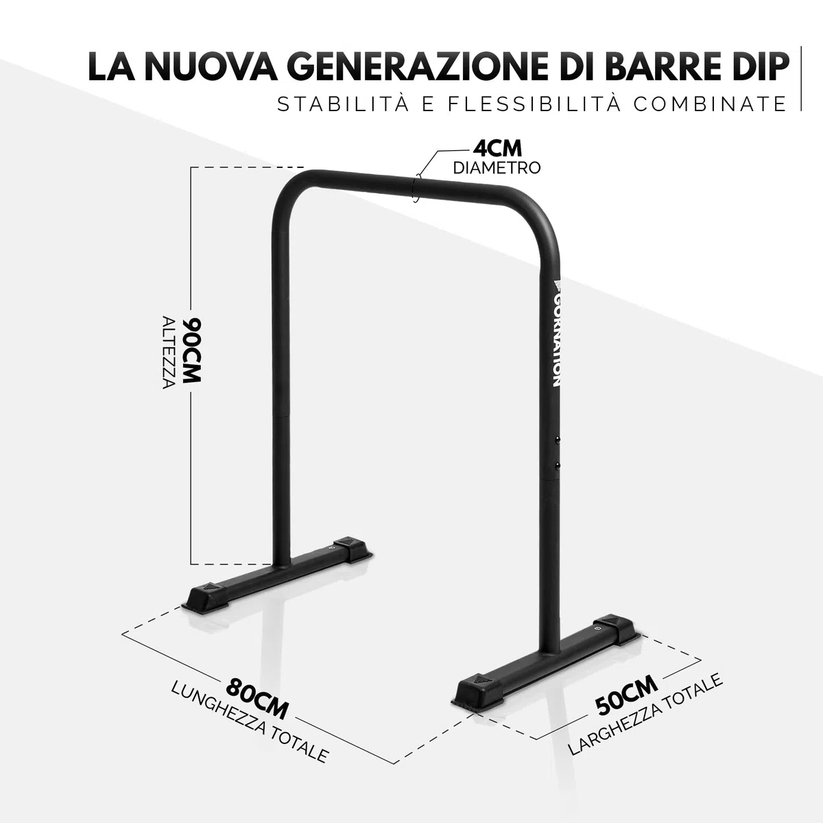 GORNATION Dip Bars, Barre Dip, Barre Parallele Alte Regolabili per Calisthenics e Fitness, Dips Station con Piedini Antiscivolo e Presa Sicura, Attrezzatura per Home Gym