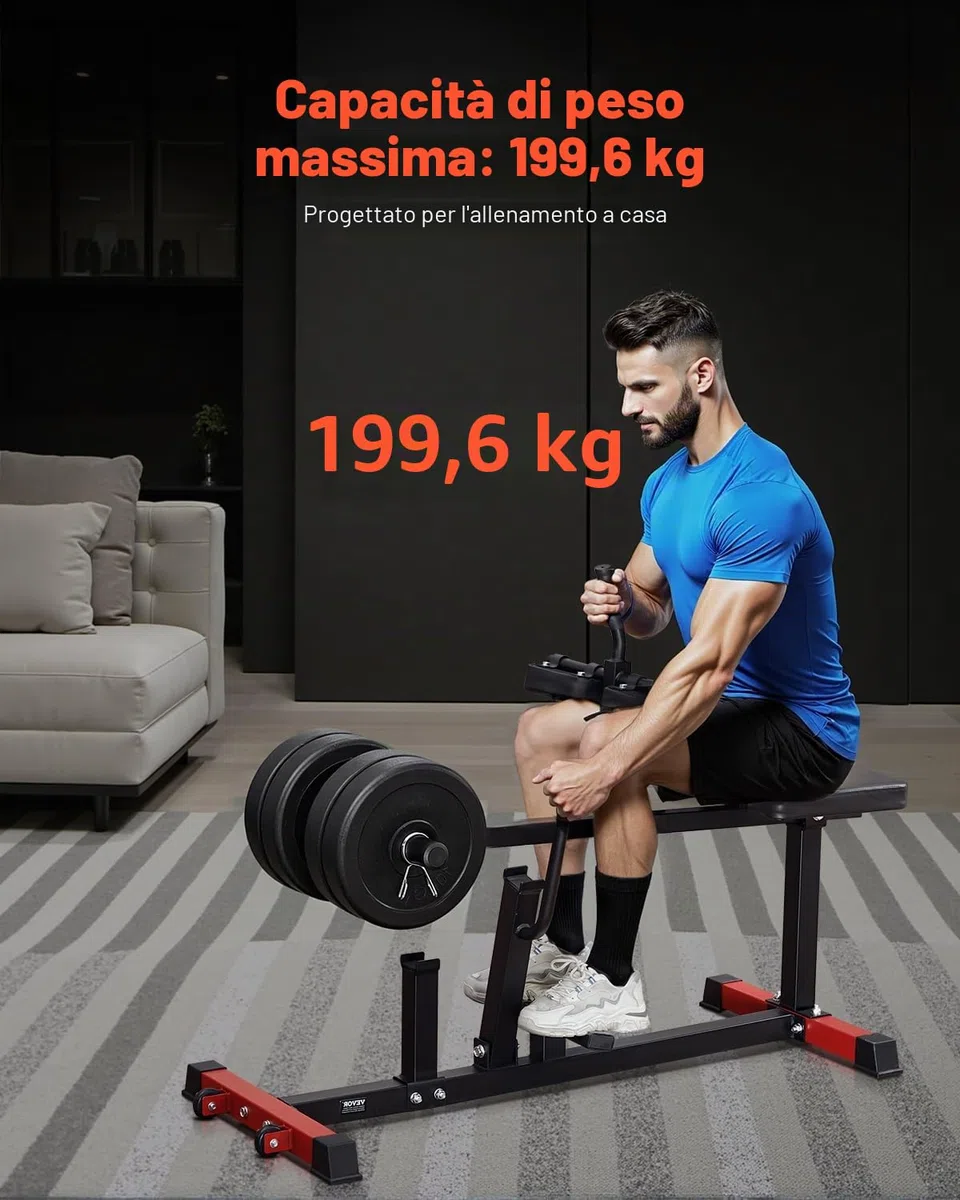 VEVOR Macchina per Polpacci da Seduti, Macchina Esercizio per Gambe per Sollevamento 199,5 kg, Regolazione Altezza Maniglia 5 Livelli, per Allenamento Polpacci, Piastre di Peso 50 mm