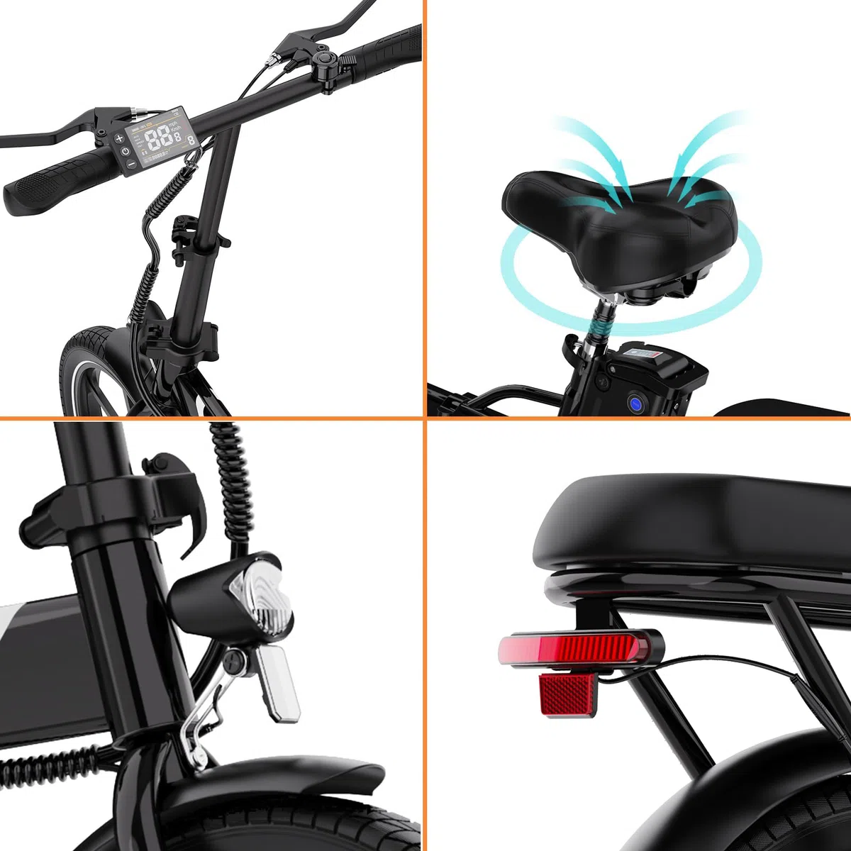 EVERCROSS Bicicletta Elettrica per Adulti, 250W Bici da Montagna,16"/20" Pneumatici Grassi E-Bike, Fino a 25KM/H, 36V/48V Batteria Rimovibile E-Bici,Sistema a Doppio Disco