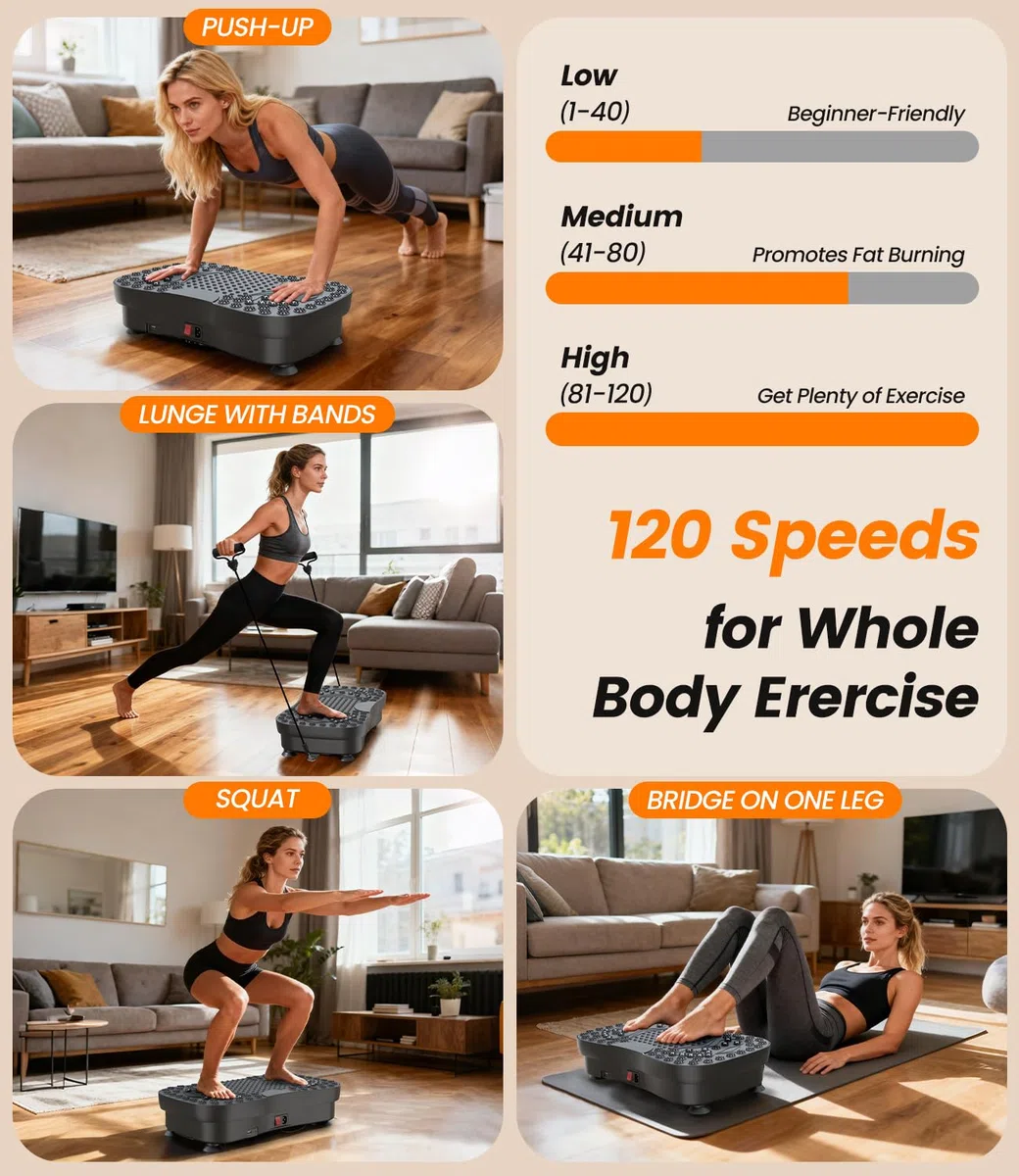 Pedana Vibrante Dimagrante 200W, 120 Livelli, Telecomando, Portata 120 kg - Pedana Vibrante per Circolazione Gambe, Rassodamento Muscolare e Recupero - Ideale per Casa