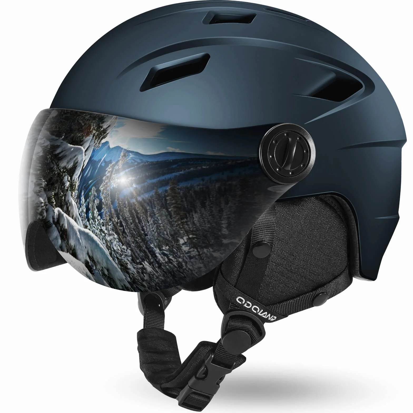 Odoland Casco da Sci Integrale con Visiera, Casco Sportivo per Uomo e Donne, Casco da Snowboard con Maschera UV 400 Proteczione e Antivento, Casco per Sport Invernali