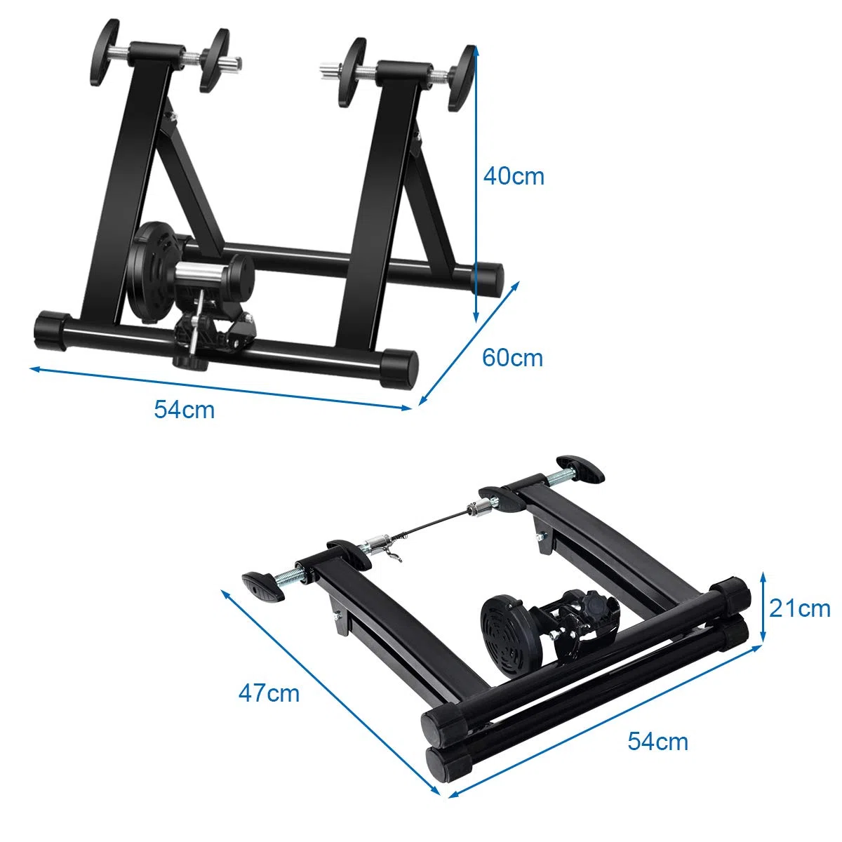 GOPLUS Rullo Allenamento da Ciclismo, per Ruote di 26-28 Pollici, Senza Filo, Pieghevole da Trasport e Stoccaggio, Fissato da Pomolo, Ideale per Interno, Acciaio, 54x50x39,5 cm, Nero