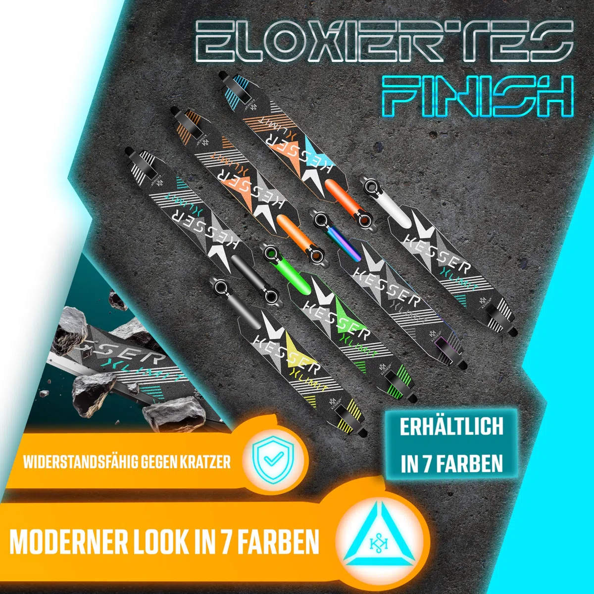 KESSER® Monopattino divertente Monopattino acrobatico X-Limit - Sterzo a 360° con ABEC 9 cuscinetti a sfera ruote in PU da 100 mm Monopattino robusto, Monopattino per bambini adulti