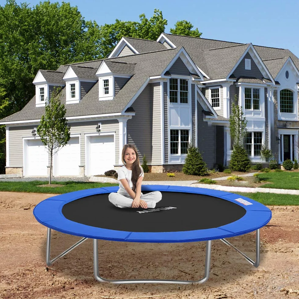 UISEBRT Copertura per trampolino, Ø 244 cm, 305 cm, 366 cm, copertura piuma, resistente ai raggi UV, antistrappo, accessorio per trampolino, colore blu
