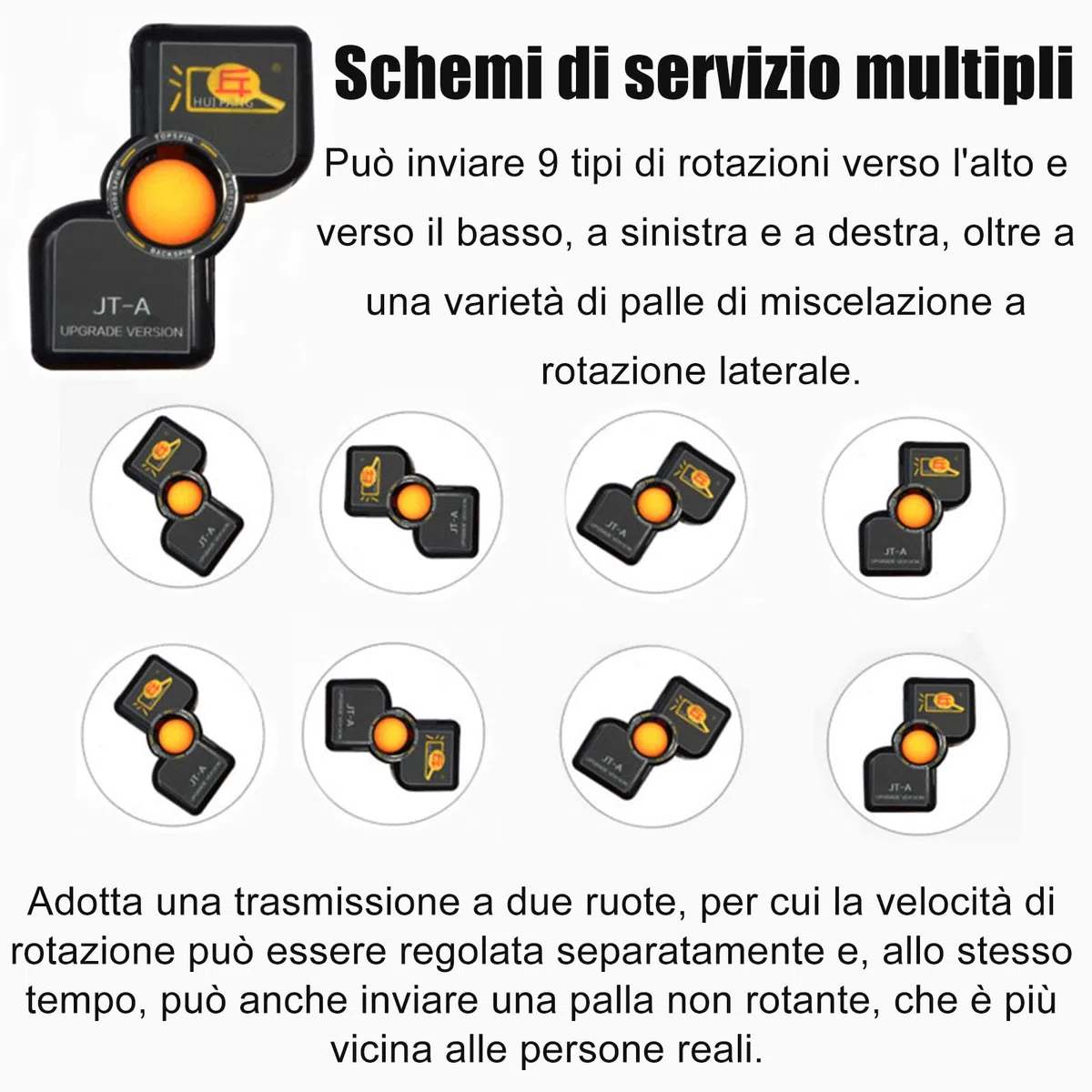 Macchina per Palline da Ping Pong Macchina per Palline Automatica Multi-Rotazione Multi-Goccia Macchina per Palline / 9 Diversi Robot da Ping Pong con Palline Rotanti