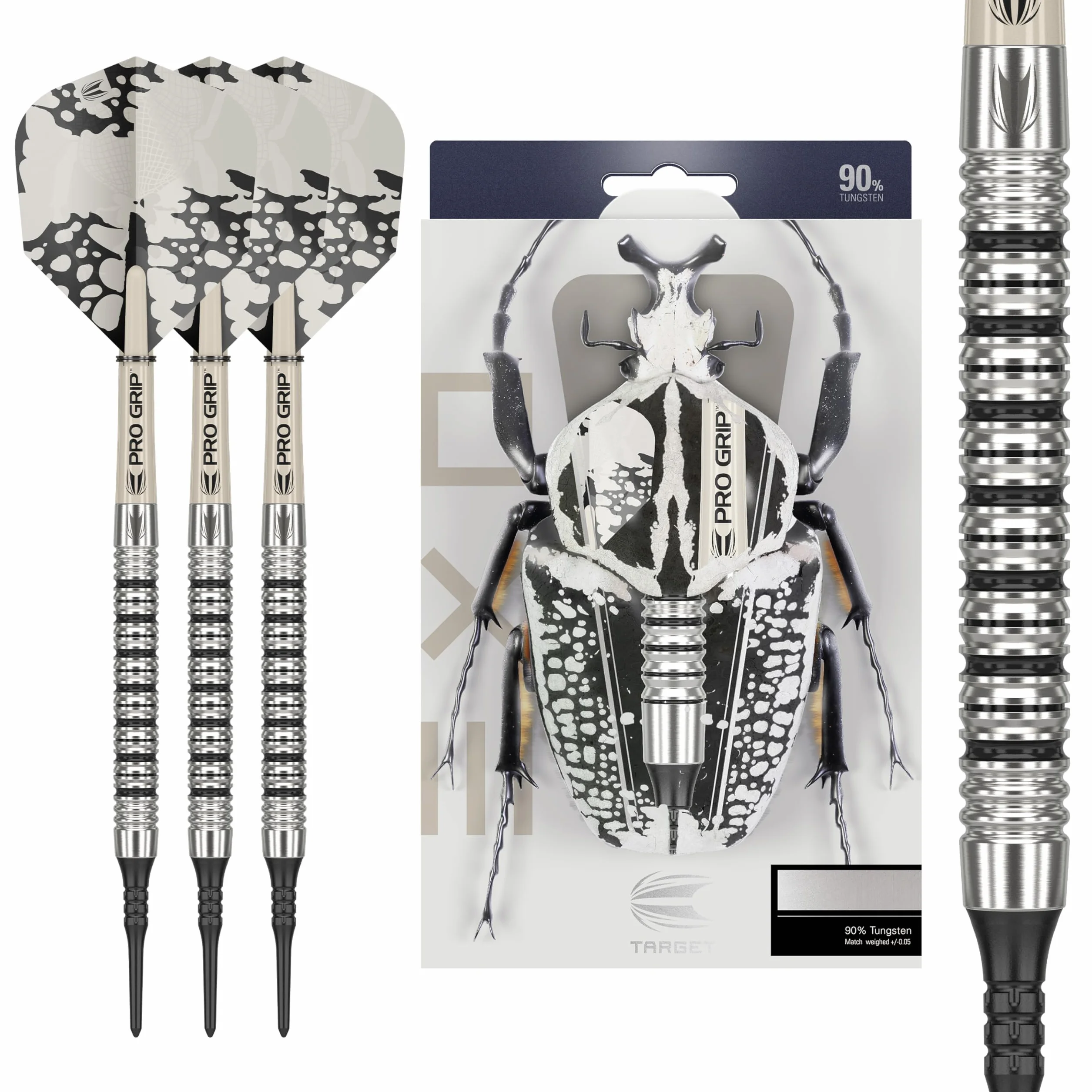 Target Darts EXO Edition 90% Tungsten Soft Tip Darts Set – Set di Freccette Professionali con Punta Morbida, Freccette con Punta Pixel con Alberi PRO Grip e voli No.6