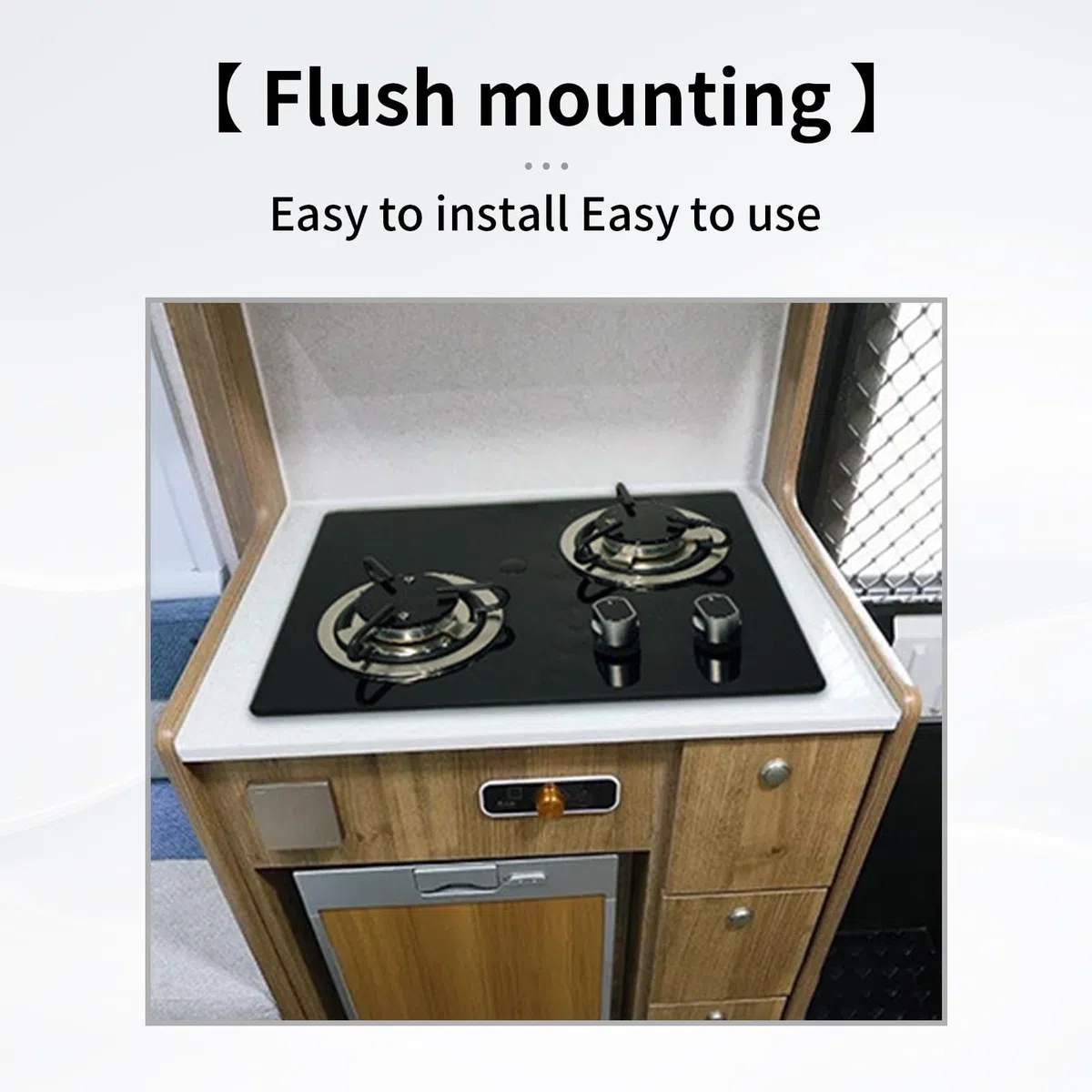Fornello a Gas Per Camper 2 Fuochi Piano Cottura a Gas Utensili da Cucina Per Esterni Pannello in Vetro Temperato con Potenza 1,8 KW Per Barca Caravan Camper