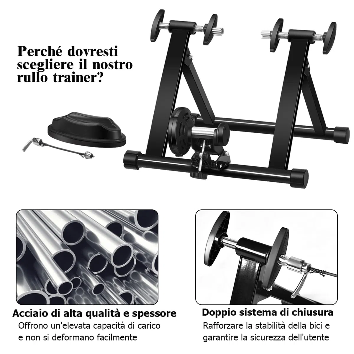 COSTWAY Rullo Allenamento per Bicicletta Trainer Bici Fitness, per Allenamento in Casa, Nero