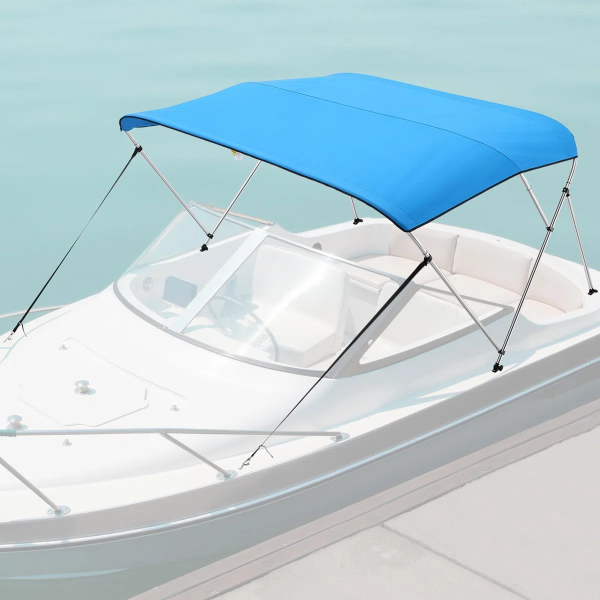 VEVOR Tendalino per Barca a 3 Archi Regolabile 182 x 117 x 155-167 cm, Tenda Parasole Telaio in Lega di Alluminio Tela di Poliestere 900D, Tendalino Tettoia Parasole Pieghevole per Barca a Vela Blu