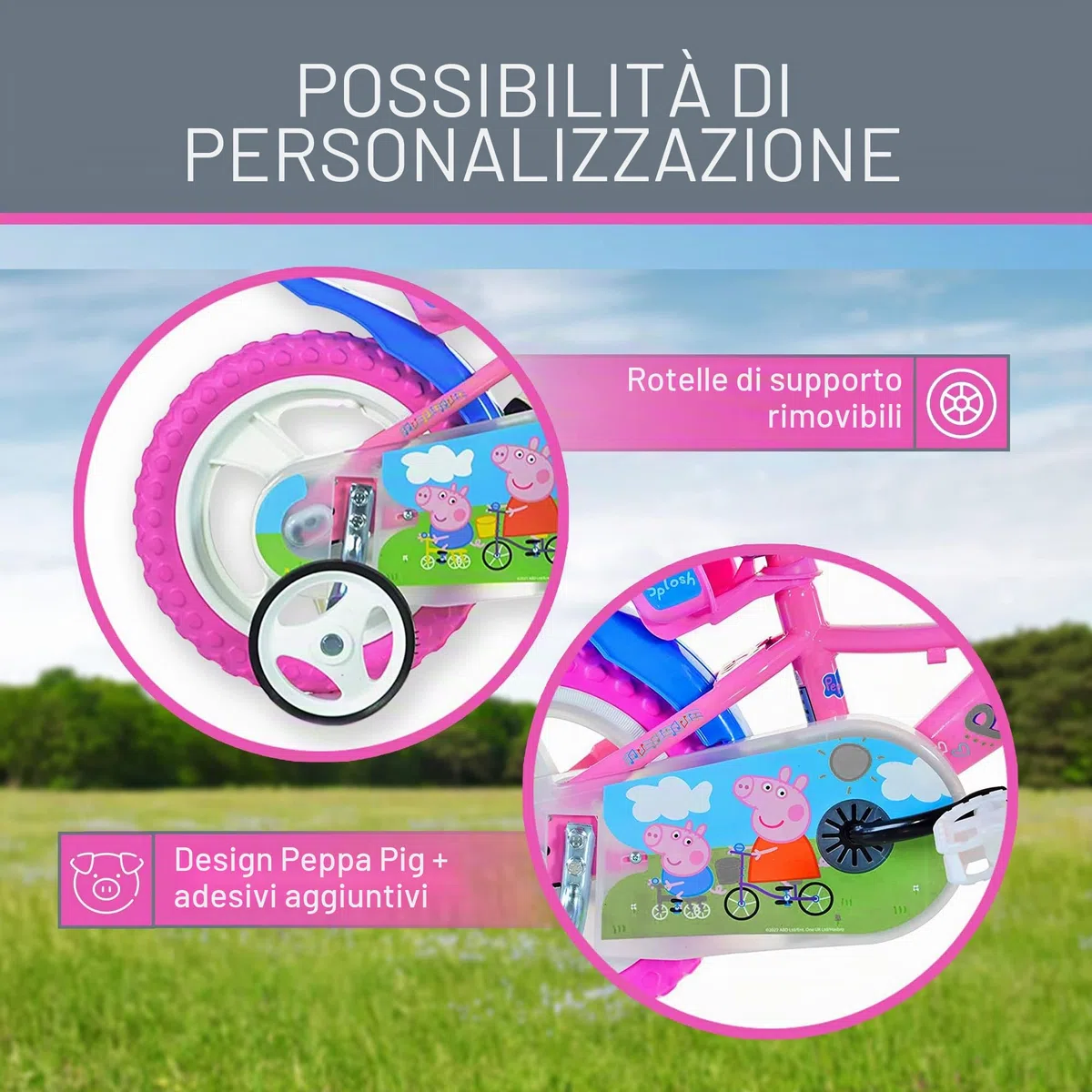 Dino Bikes per Peppa Pig Bicicletta Bambina 12 pollici