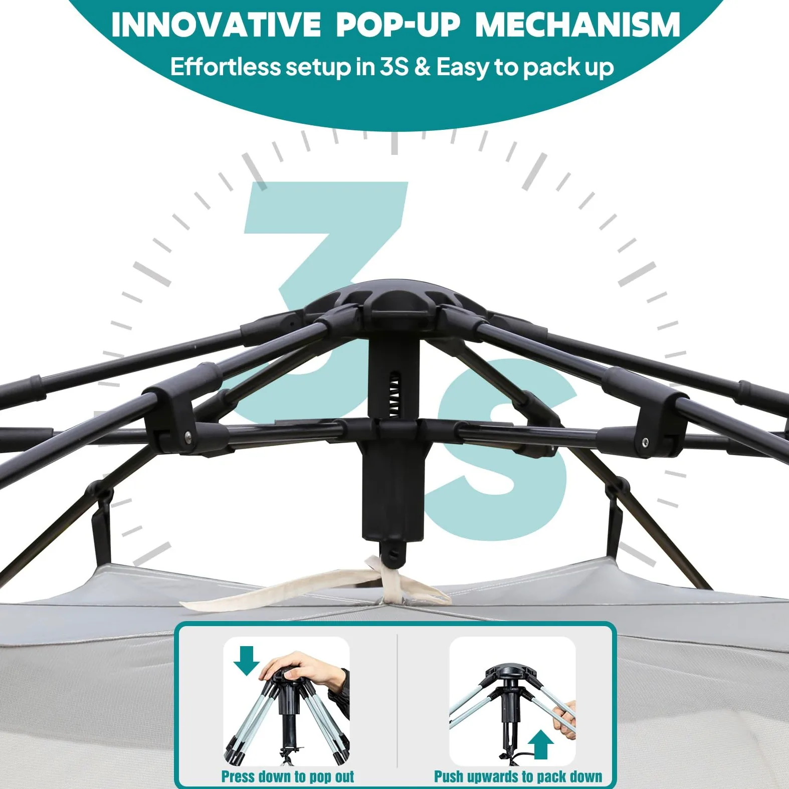 Chihee Tende da campeggio Pop Up Tenda esagonale Installazione facile Instant famiglia cabina con parapioggia Impermeabilizzazione Protezione UV A prova di vento Rifugio all'aperto
