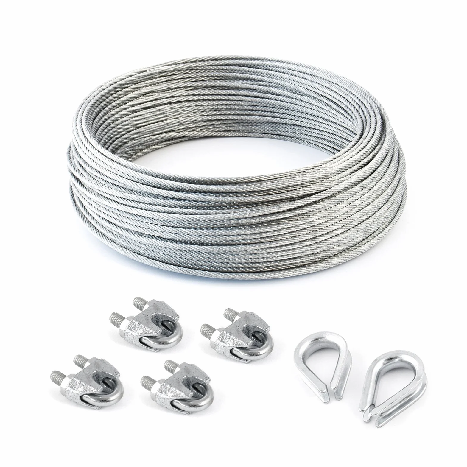 IMPOSTATO 20m acciaio galvanizzato fune 10mm tessere: 6x37 + 4 morsetti + 2 ditali