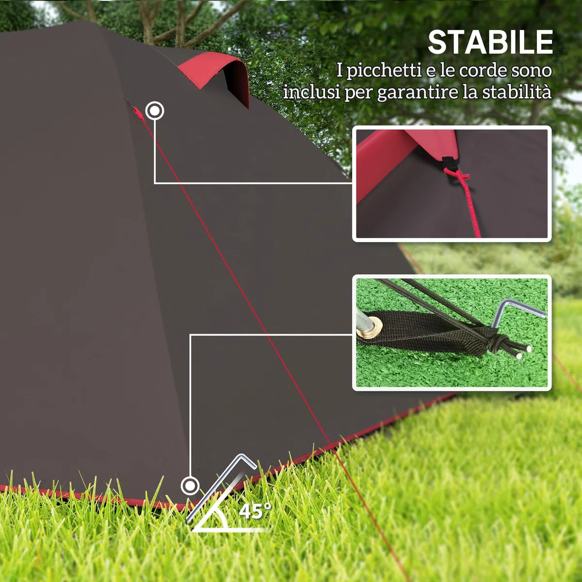 Outsunny Tenda Campeggio a Tunnel per 2-4 Persone con 2 Stanze, Tenda Famigliare da Trekking Pesca Impermeabile 3000mm con Fondo Rinforzato, Doppie Porte, Borsa di Trasporto, 360x250x130 cm, Grigio