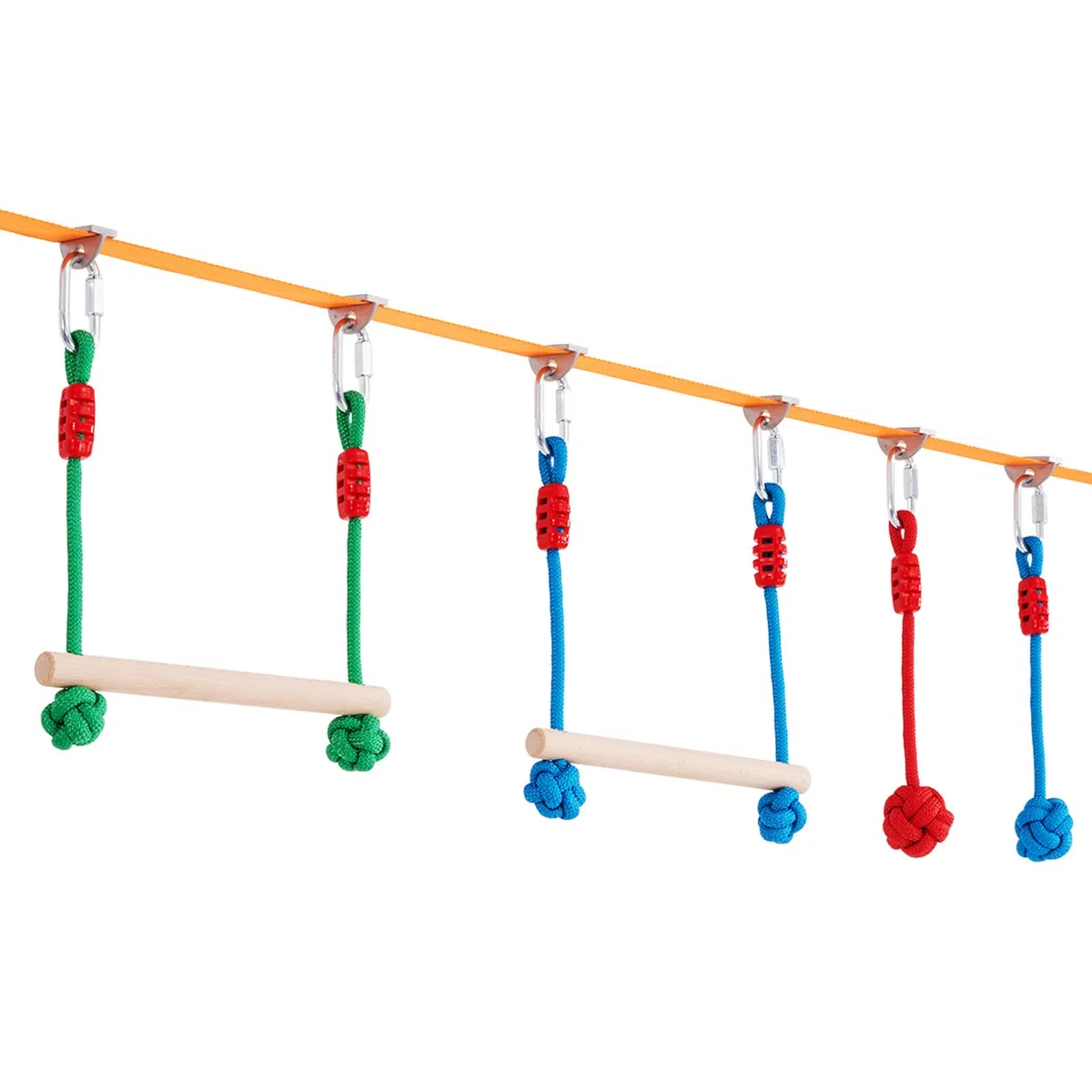 VEVOR Ninja Kit per Bambini Slackline da Arrampicata Percorso a Ostacoli 2x15,24 m Carico 226,8 kg 12 Ostacoli Attrezzatura da Gioco all'Aperto con Rete da Arrampicata Monkey Bar per Cortile Giardino