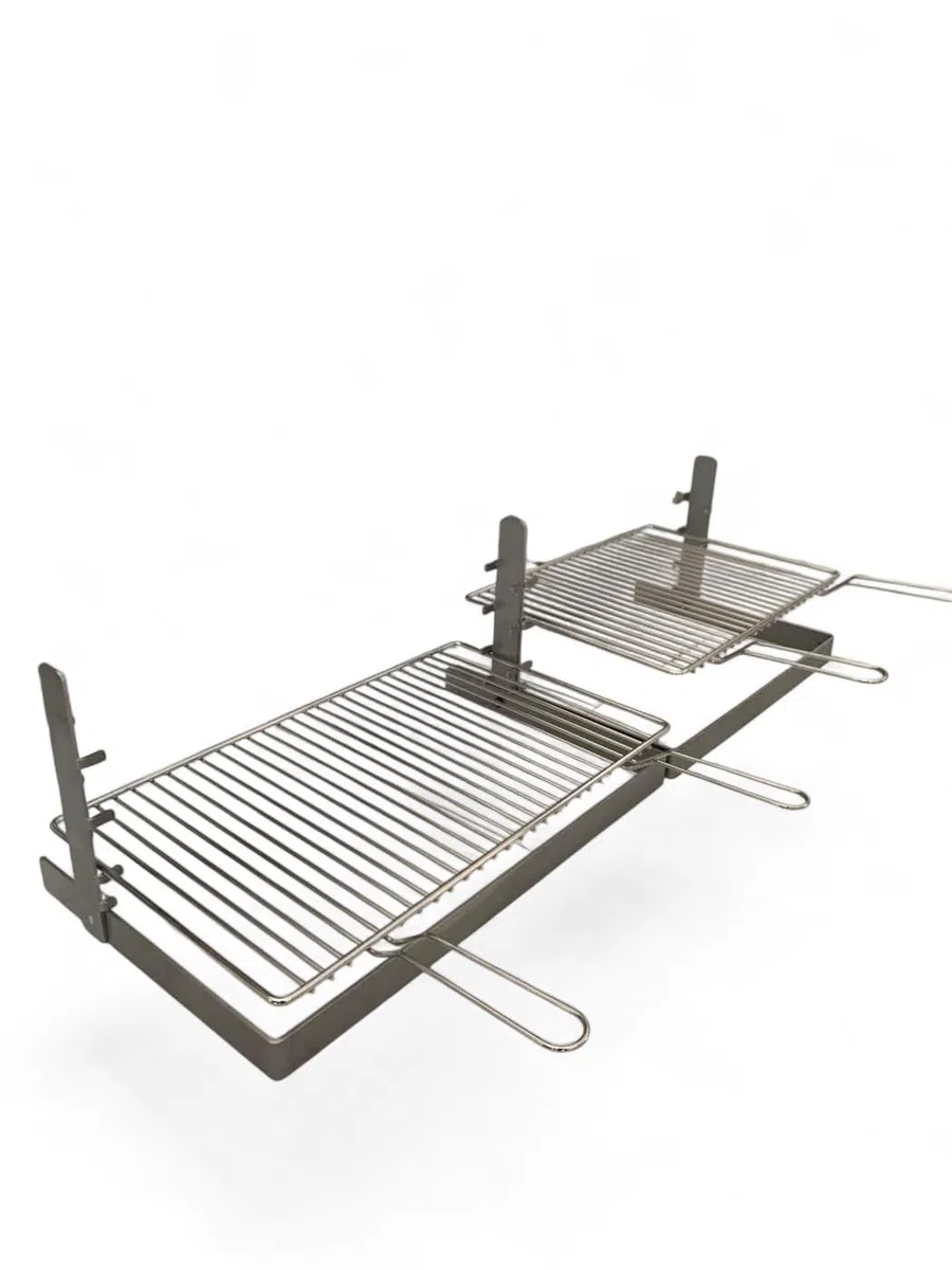 Griglia per Barbecue e Camino in Acciaio Cromato, Regolabile in Altezza, Struttura in Ferro, per Carne Pesce e Verdure (80x35 cm)