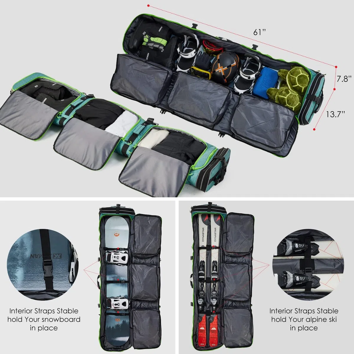 XCMAN Borsa per snowboard, snowboard Custodia per tavola Custodia Estensibile 160 cm-190 cm