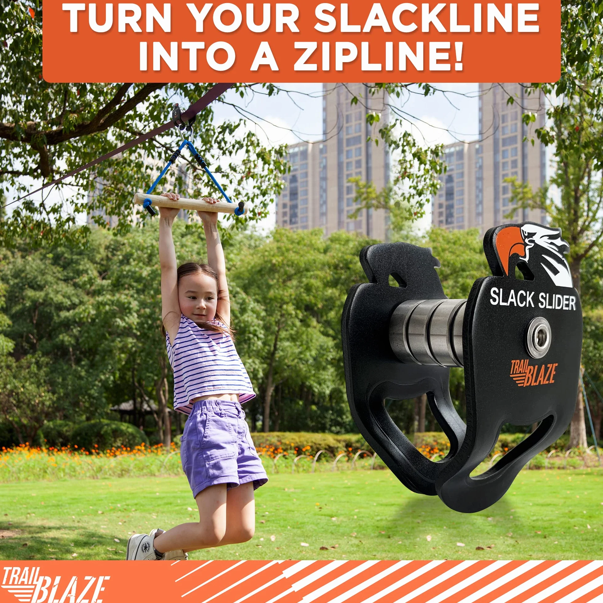 Kit Zipline Slider Pulley per Slacklines - Capacità di Carico 136,1 kg - Ninja Warrior Corsa ad Ostacoli per Bambini Con Monkey Bar - Backyard Fun