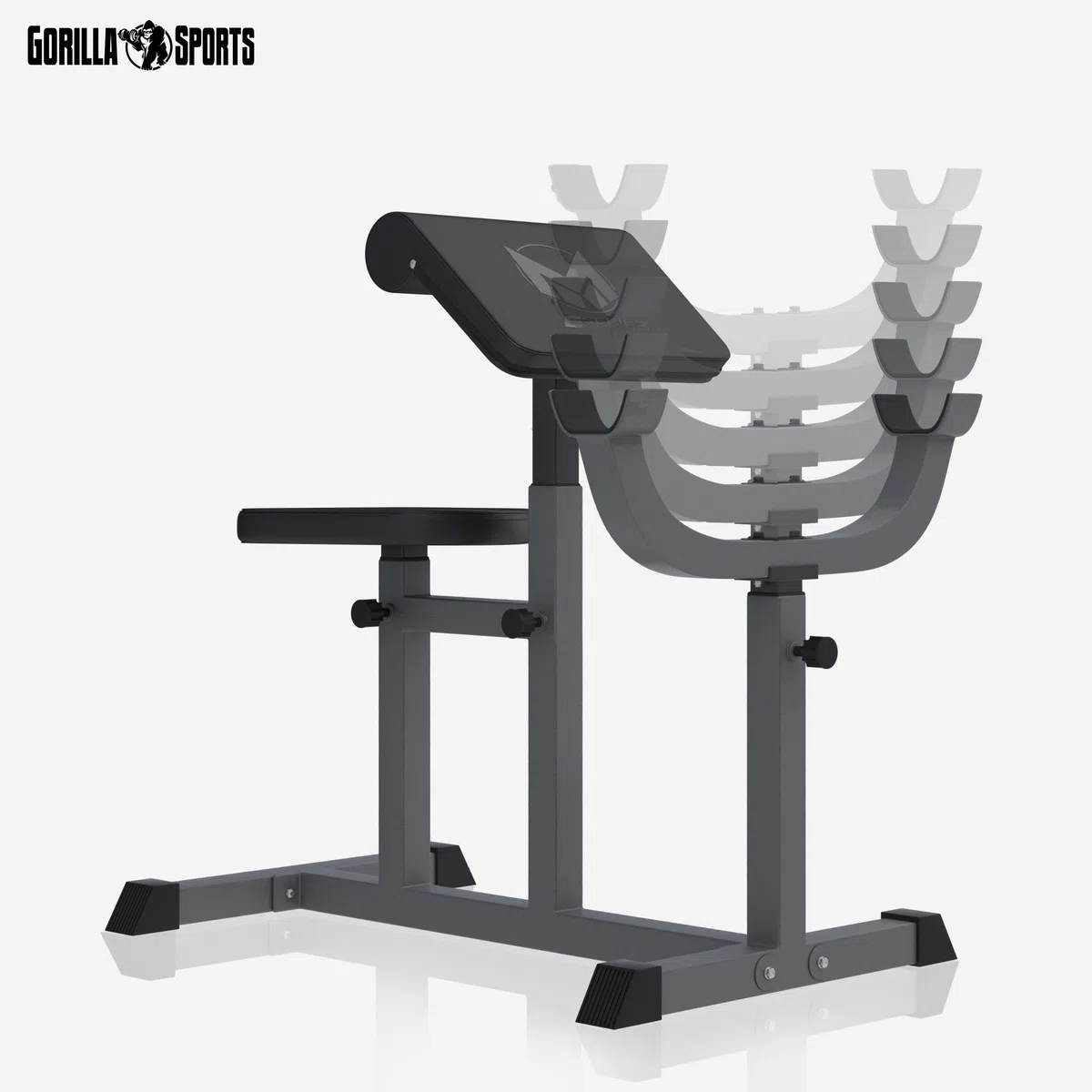 GYRONETICS® Panca per Bicipiti - Supporto Bilanciere, Altezza e Sedile Braccia Regolabile, con Curl Pult, Carico Max 150 kg - Panca Pesi, Scottbank Palestra, Fitness, Casa, Allenamento