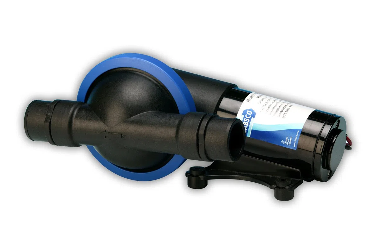 Jabsco 50890 Series Marine Filter-Less Waste Pump Design Solido Singolo diaframma, 5 gpm, 3,8 cm