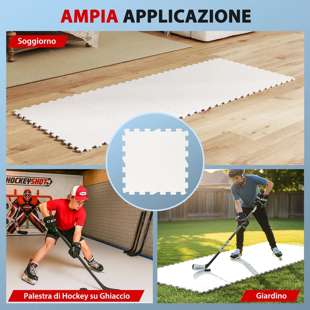 COSTWAY Piastrelle per Pavimenti da Hockey per Allenamento, Pista di Pattinaggio Artificiale Estensibile, Tavola di Ghiaccio Artificiale per Esterni, Facile Installazione, Confezione da 10