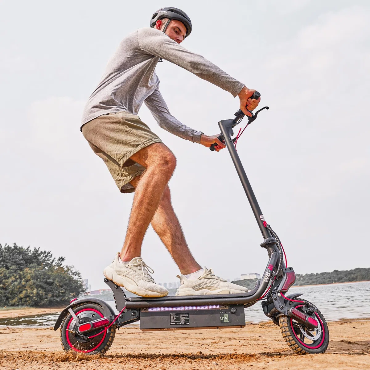 W8 500W Monopattino Elettrico Fuoristrada Con Frecce, 10Ah Batteria, Quattro velocità 6/10/15/25km/h, 45-50 Km Autonomia, 2 Sistemi Di Frenata, Controllo App,Pieghevole, Carico 120Kg