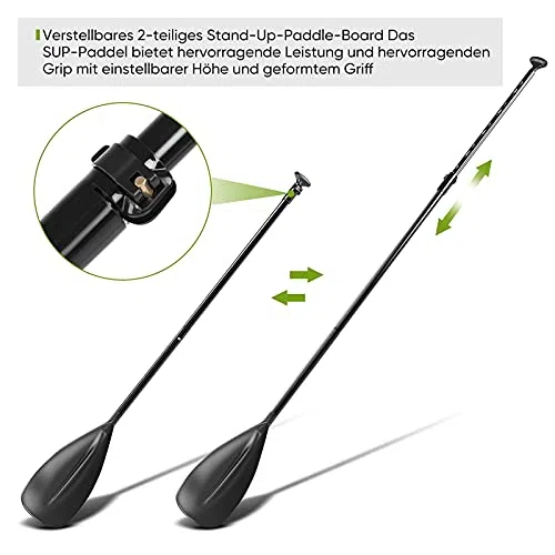 GOTOTOP Pagaia in Alluminio Regolabile 163-215 cm, Removibile 2 Parti per Stand Up Paddle, Kayak, Surfboard e Canoa