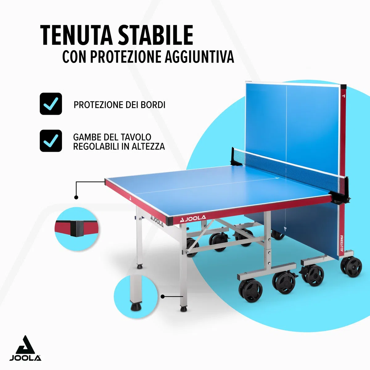 Joola 11650 Aluterna - Tavolo da ping pong professionale per esterni, resistente alle intemperie, 6 mm, superficie composita in alluminio e plastica, base pieghevole