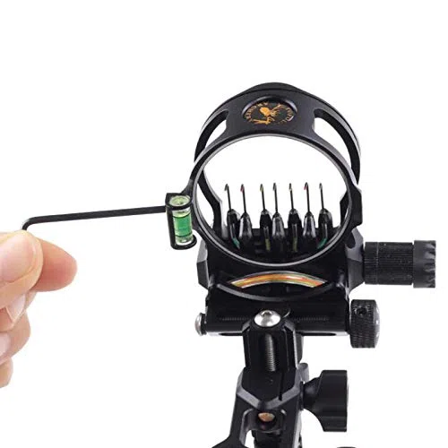 ACEXIER 7 Pins Compound Bow Sight 0,019 Mirino retinico in Fibra Ottica 16 cm CNC Alluminio Regolazione Verticale Verticale Tiro con Arco