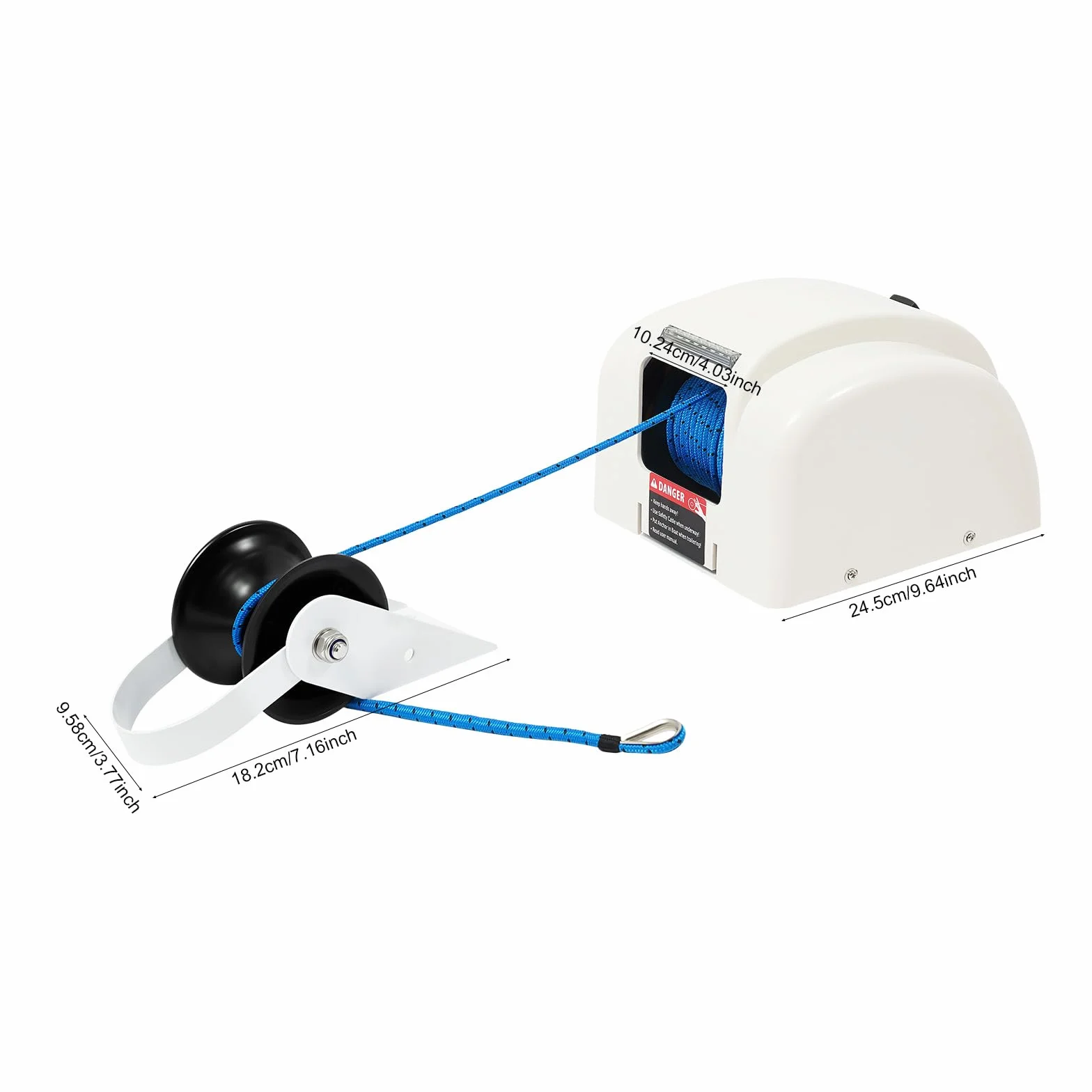 Jsdwin Argano Elettrico per Barche, Cavo di Ancora Pre-avvolto con Telecomando, Argano Elettrico da 45LBS per Imbarcazioni Veloci, Barche da Pesca e Barche a Motore