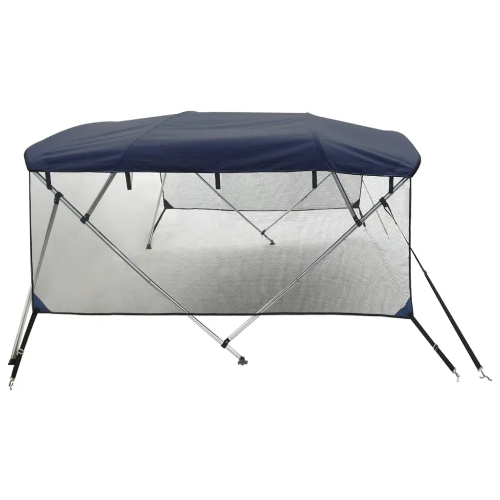 vidaXL Bimini di Prua Pareti Laterali Rete 4 Archi 243x(185-198)x137cm, bimini per imbarcazione, tendalino per barca, copertura per imbarcazione