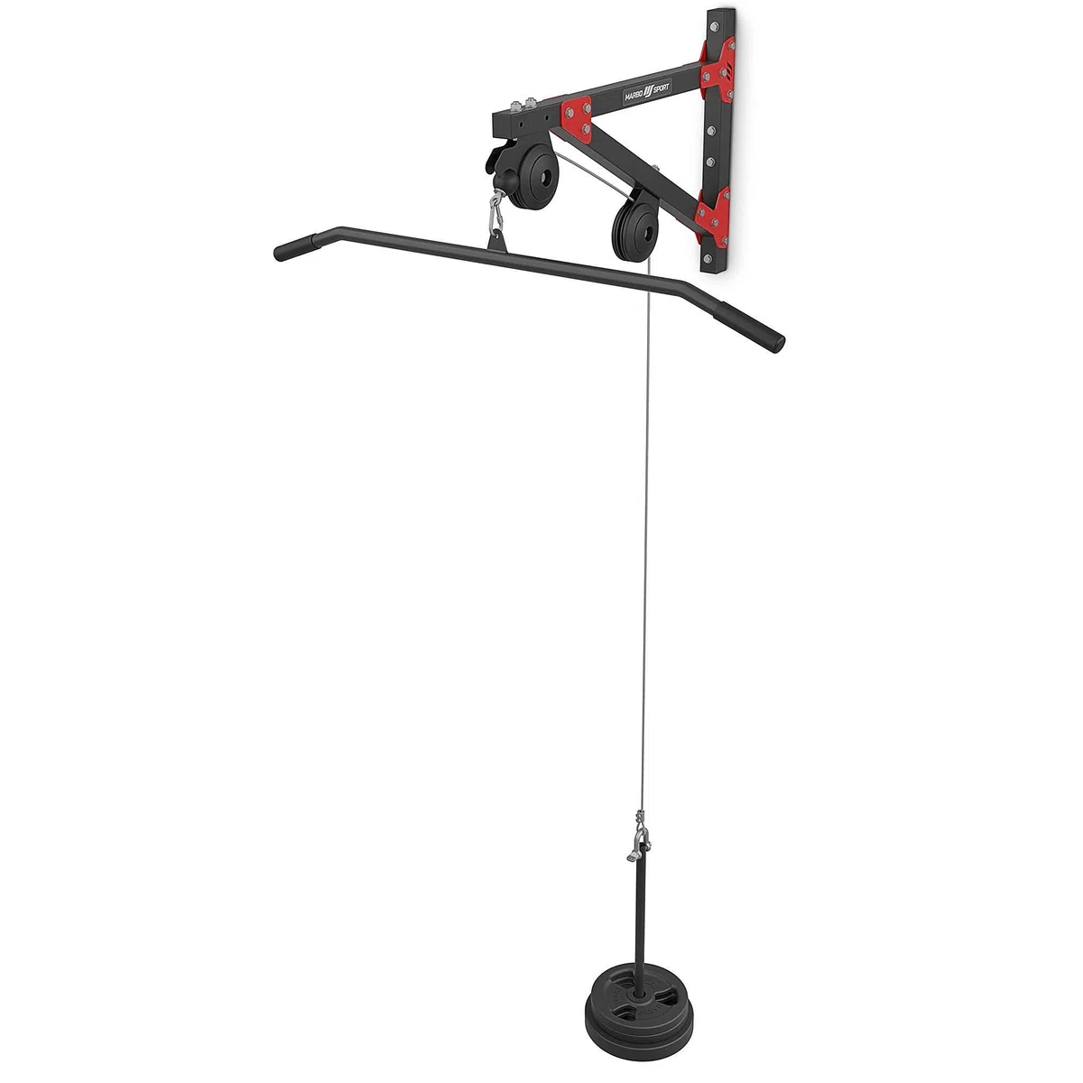 Marbo Sport - Lat Pulldown MH-W108 2.0 per Montaggio a Parete – Barra lat machine e sbarra trazioni per palestra in casa – Attrezzi palestra multifunzione per esercizi di trazioni e fitness