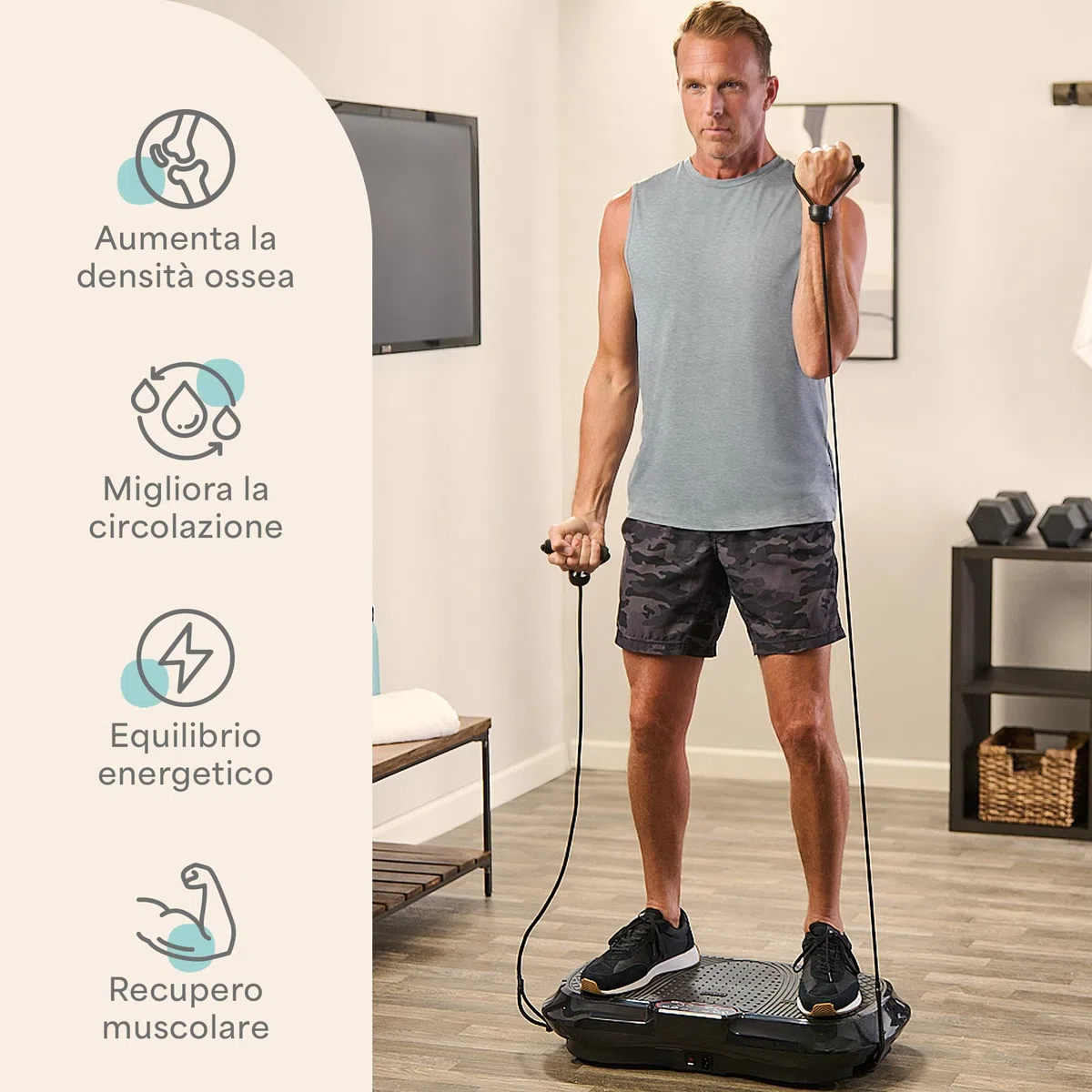 LifePro Waver Pedana Vibrante Dimagrante Per Drenaggio Linfatico E Attivazione Muscolare, Pedana Vibrante Per Allenamento Completo Con 2 Loop Band, 4 Bande Elastiche E Telecomando
