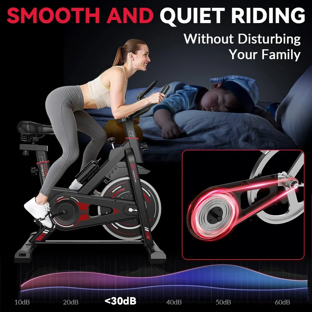 Cyclette stazionaria, Spin Bike Home Gym Equipment, sella e manubrio regolabili, monitor LCD e supporto per tablet, resistenza 0-100%, allenamento cardio, fitness indoor