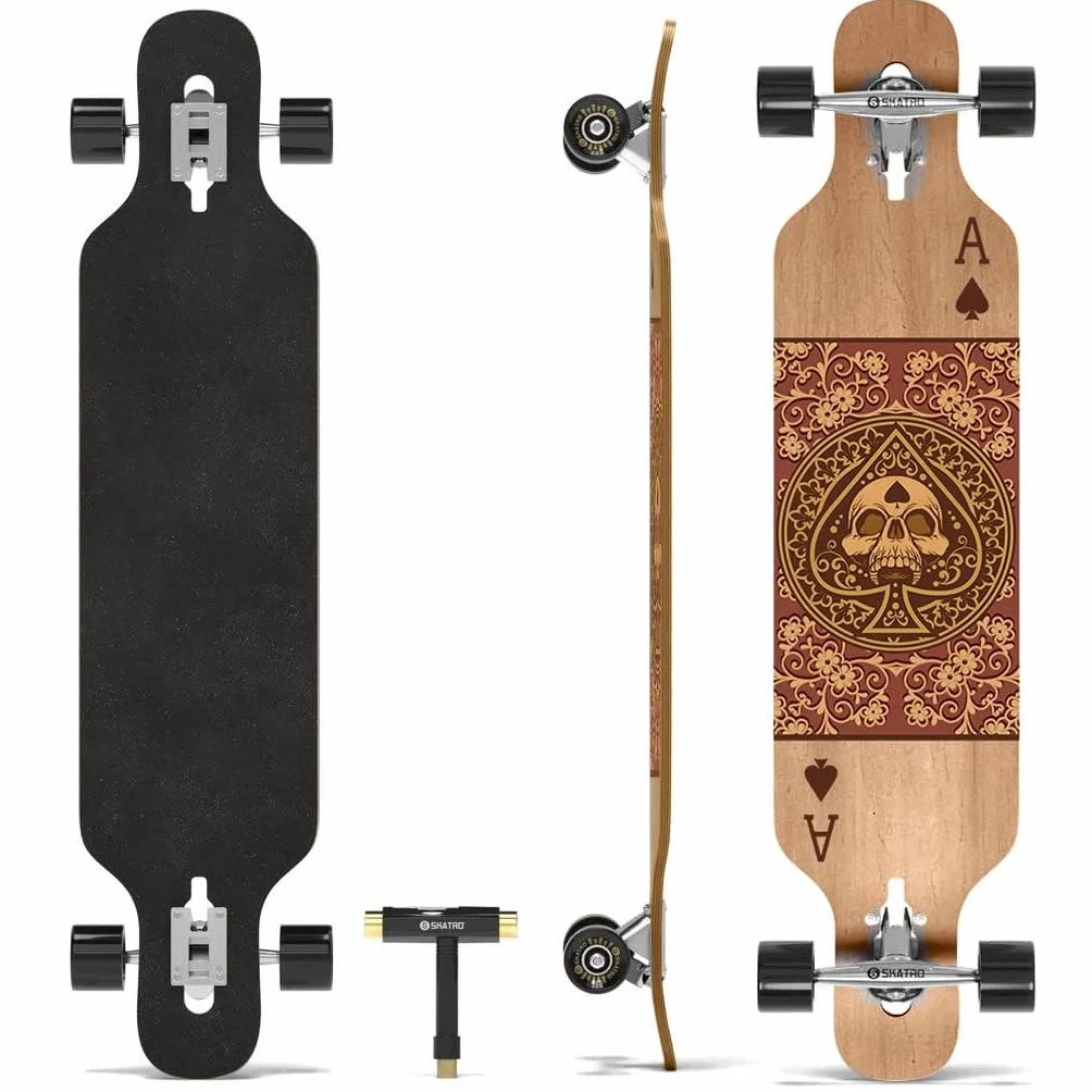 SKATRO Skateboard Longboard Freeride - Include Chiave Multifunzione T-Tool
