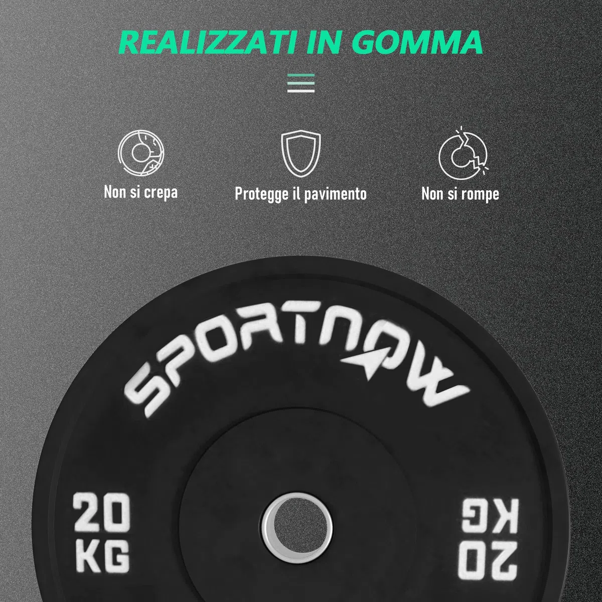 SPORTNOW Set di 2 Dischi Palestra da 10/20kg, Dischi per Bilanciere e Manubri con Attacco Ø5 cm per Allenamento a Casa e Palestra, Nero