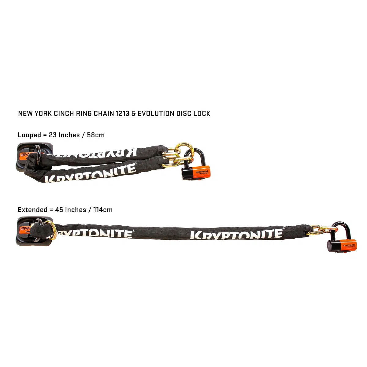 Kryptonite New York Cinch Ring Chain 1213 (12mm x 130cm) con Blocco Disco EVS4 14mm